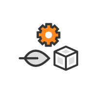 cube, leaf and configuration icon
