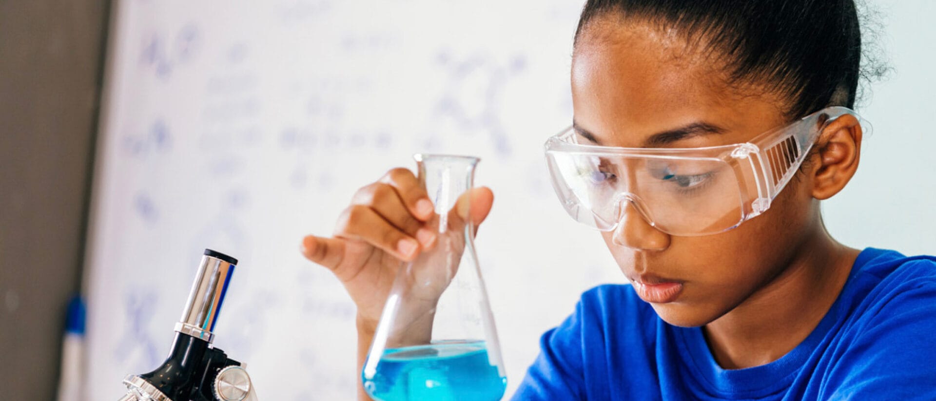 Student working on a science project